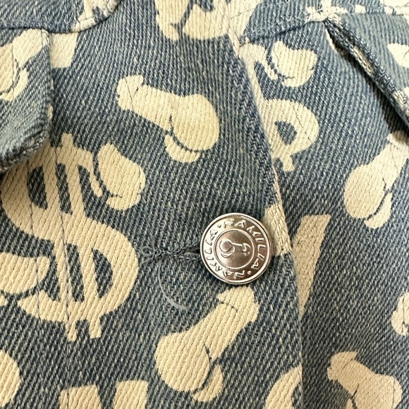 NAMILIA Dick Dollar Money Monogram Denim Coat Jacket NWT L - Picture 6 of 13
